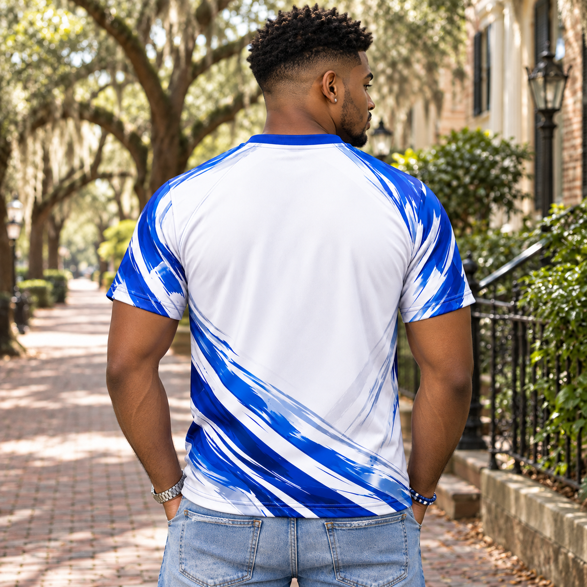 Phi Beta Sigma Royal Blue & White Brushstroke All-Over Shirt