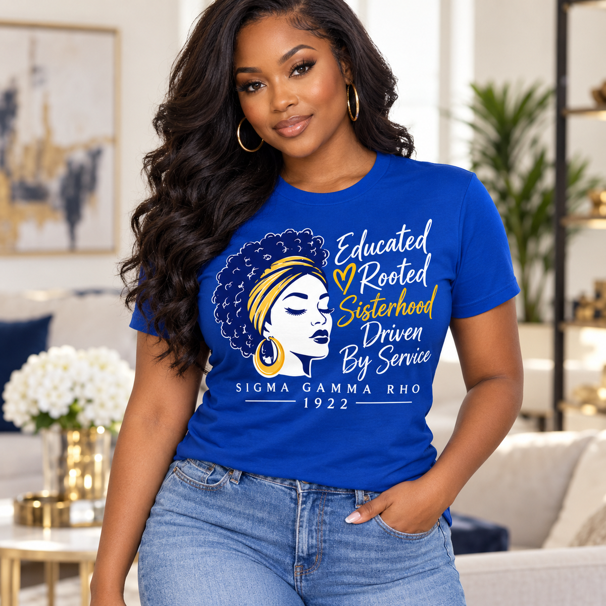 Sigma Gamma Rho Educated Rooted Sisterhood Royal Blue T-Shirt