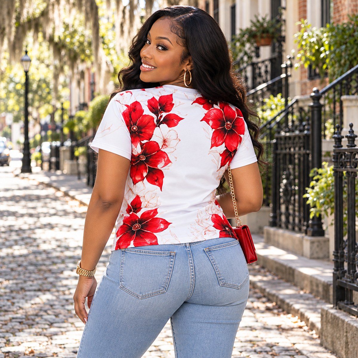 Delta Sigma Theta Red Floral All-Over Shirt