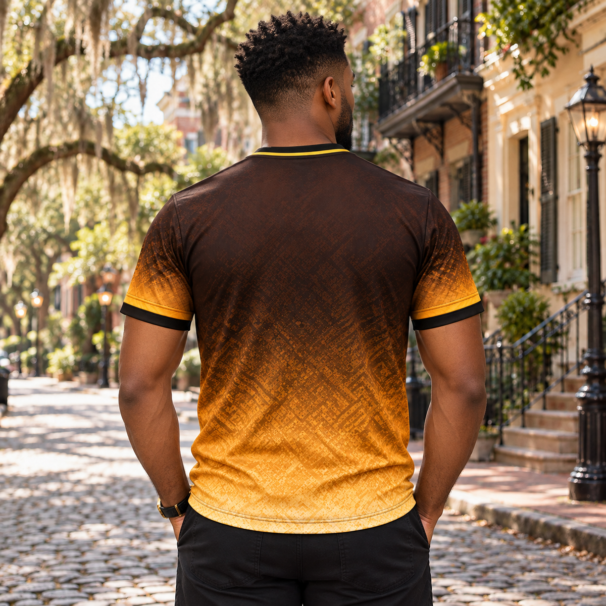 Iota Phi Theta Brown & Gold Gradient All-Over T-Shirt