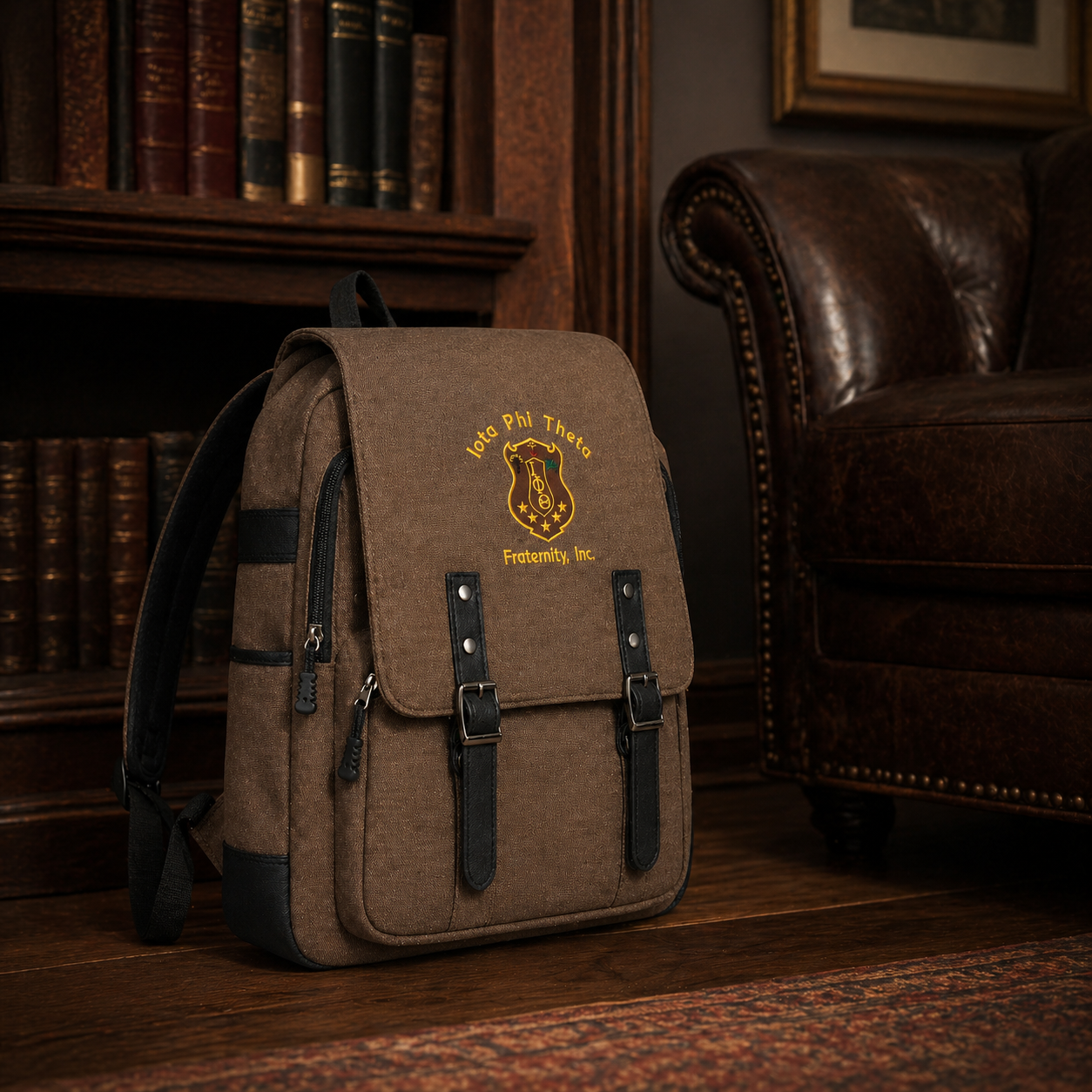 Iota Phi Theta Fraternity Brown Backpack