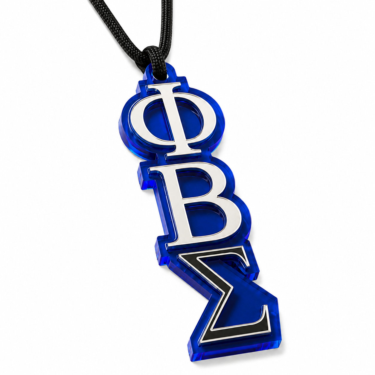 Phi Beta Sigma Blue Greek Letter Pendant Necklace
