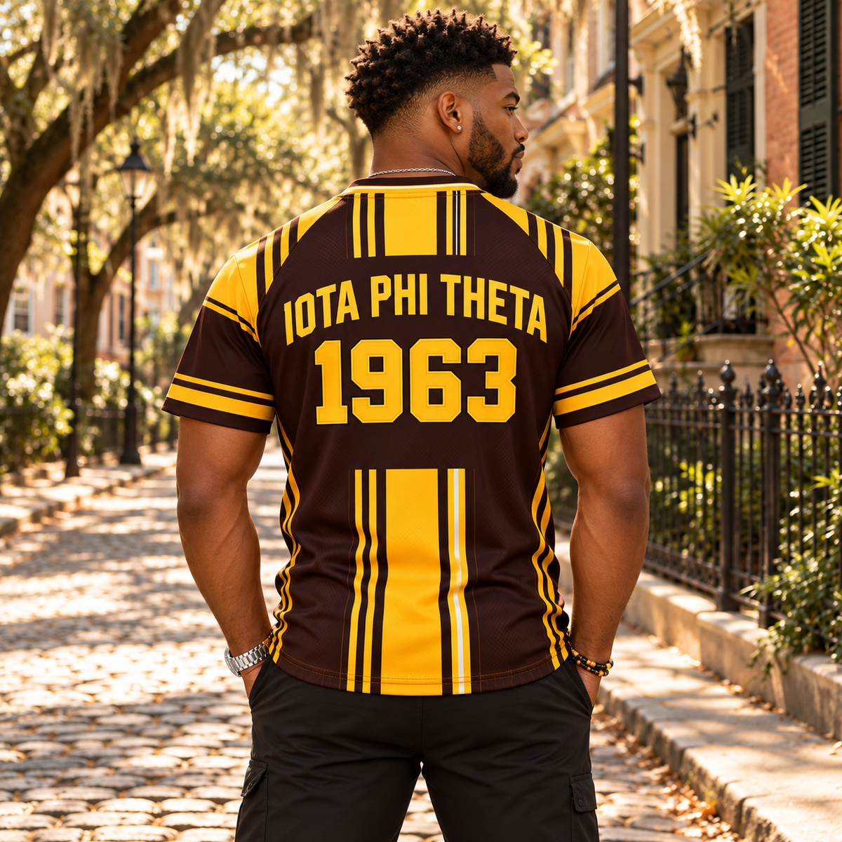 Iota Phi Theta 1963 Vertical Greek Letter All-Over T-Shirt