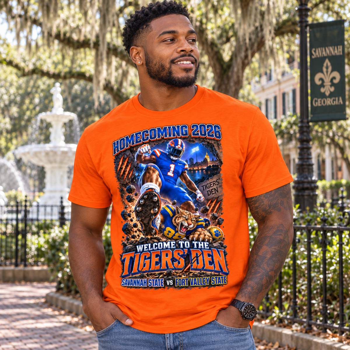 Savannah State vs Fort Valley State Homecoming 2026 Tigers’ Den Orange T-Shirt