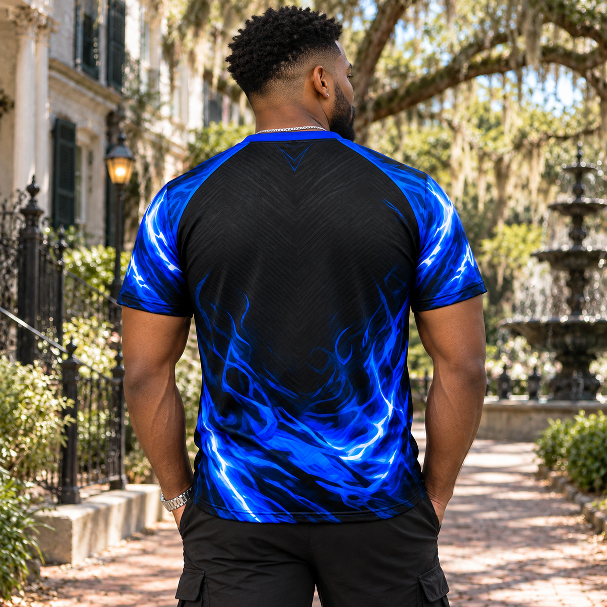 Phi Beta Sigma Electric Blue Flame All-Over Shirt