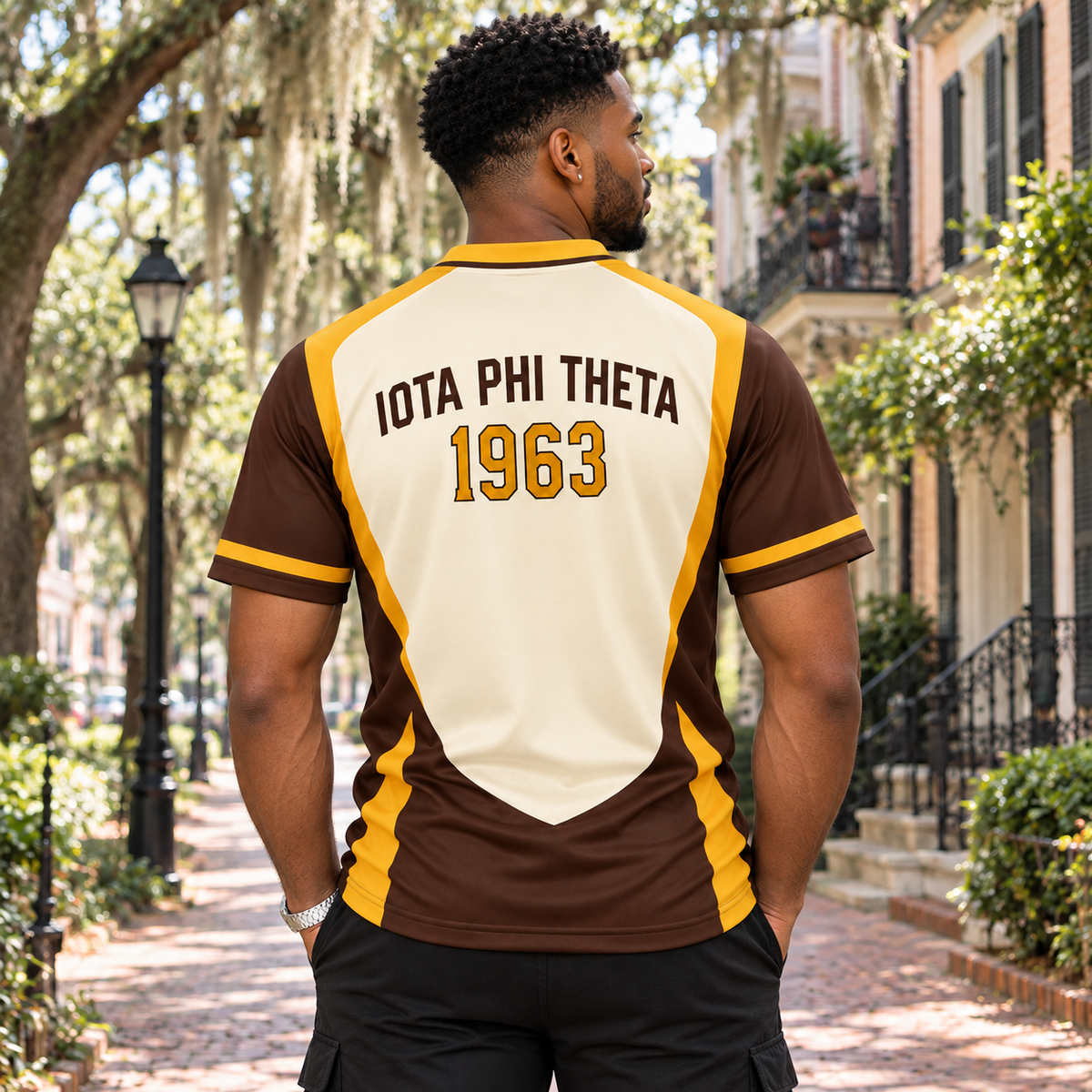 Iota Phi Theta Brown & Cream Athletic All-Over T-Shirt
