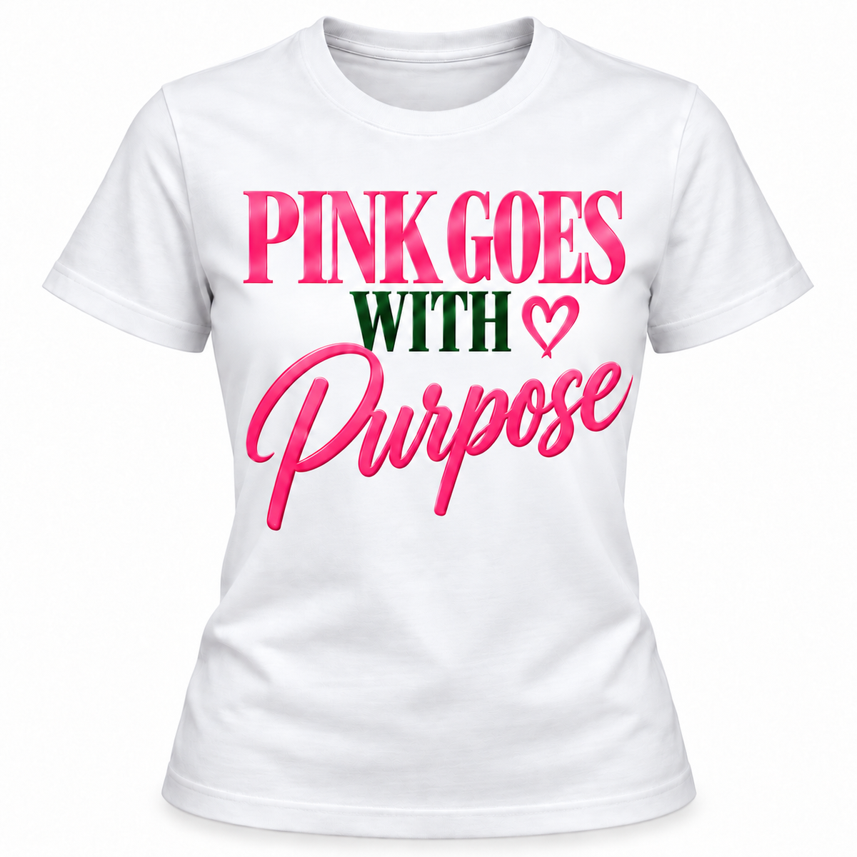Alpha Kappa Alpha Pink Goes With Purpose White T-Shirt