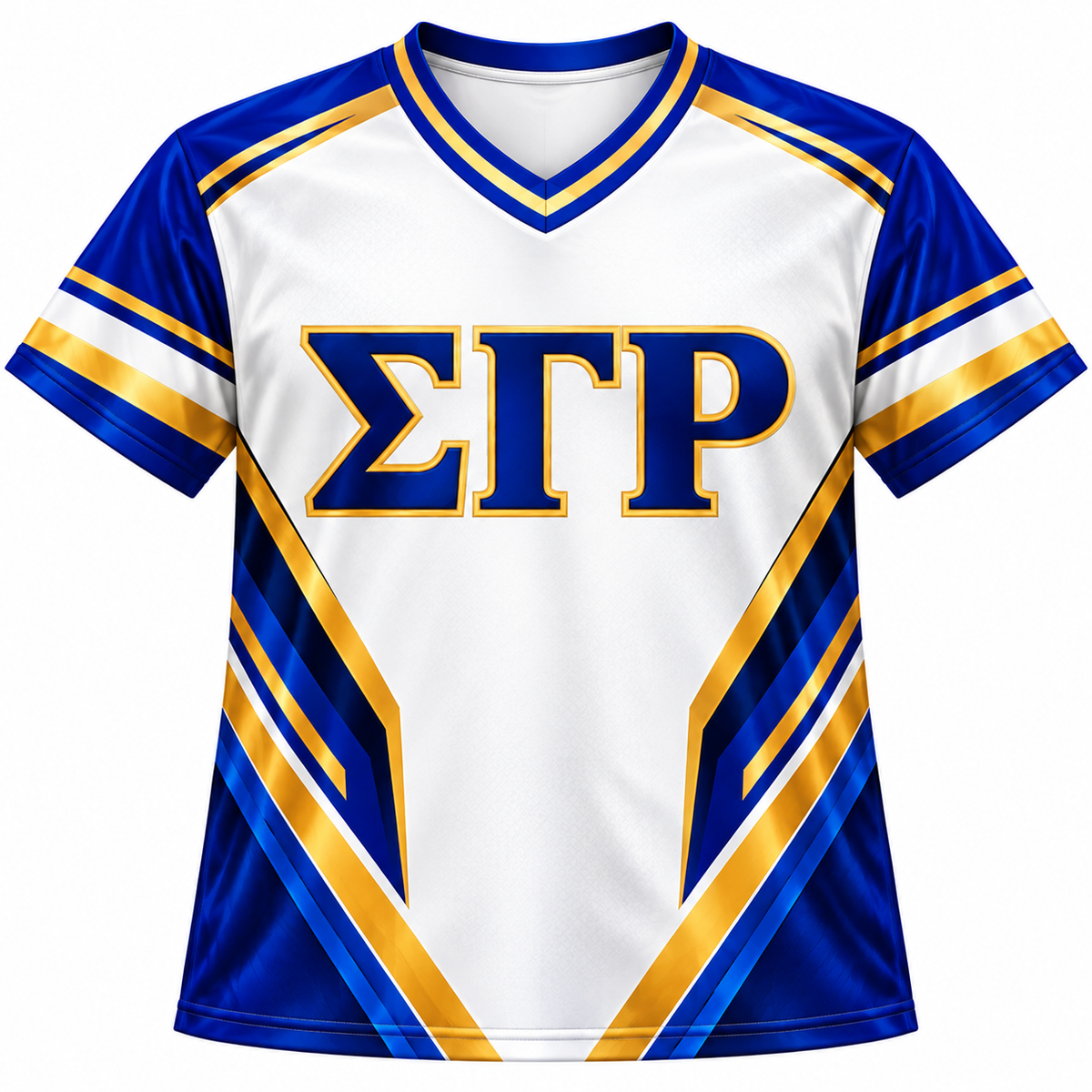 Sigma Gamma Rho 1922 Poodle Blue Gold V-Neck All-Over Print Jersey Shirt