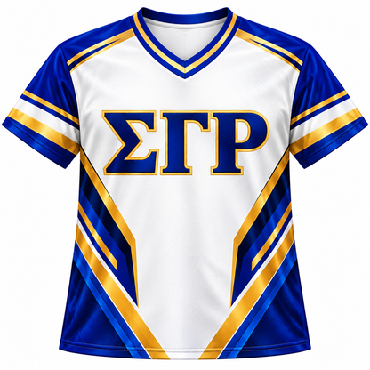 Sigma Gamma Rho 1922 Poodle Blue Gold V-Neck All-Over Print Jersey Shirt