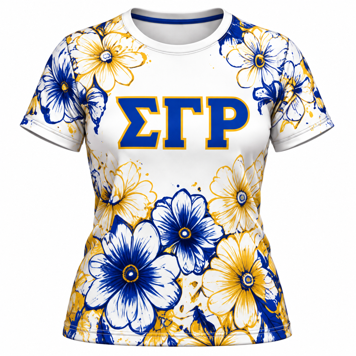 Sigma Gamma Rho Blue Gold Floral All-Over Print Shirt