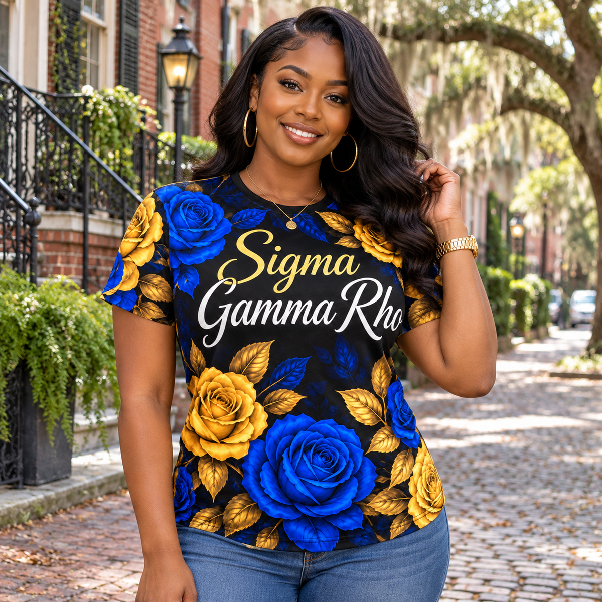 Sigma Gamma Rho Sisterhood Service Progress Floral All-Over Print Shirt