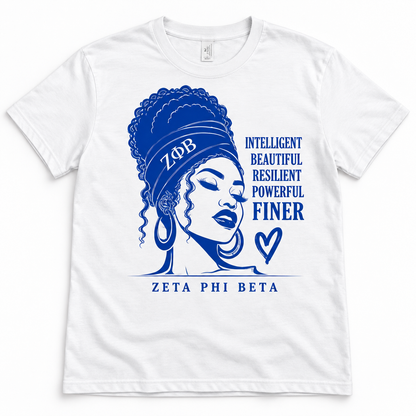 Zeta Phi Beta Intelligent Beautiful Resilient Powerful Finer White T-Shirt