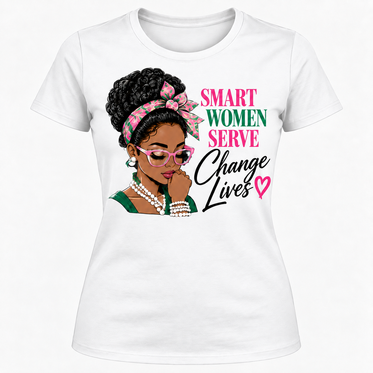 Alpha Kappa Alpha Smart Women Serve Change Lives White T-Shirt