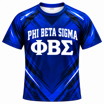 Phi Beta Sigma 1914 Royal Blue Chevron Crest All-Over Shirt