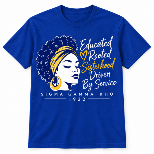 Sigma Gamma Rho Educated Rooted Sisterhood Royal Blue T-Shirt
