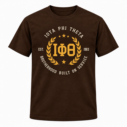Iota Phi Theta Brotherhood Built on Service Brown T-Shirt