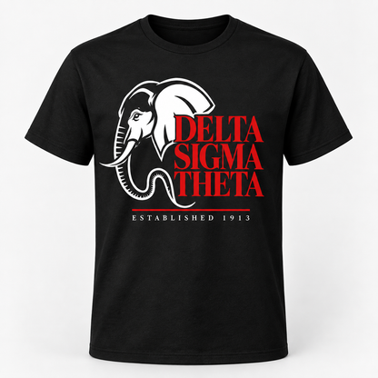 Delta Sigma Theta Elephant Established 1913 Black T-Shirt