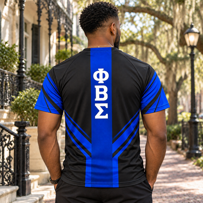 Phi Beta Sigma Royal Blue & Black Geometric All-Over Shirt