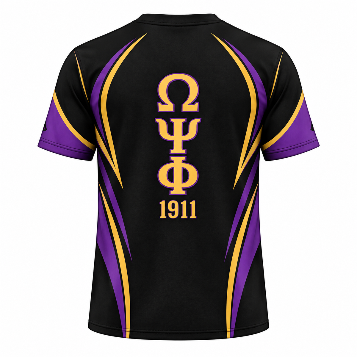 Omega Psi Phi 1911 Crowned Bulldog Black Purple & Gold All-Over Shirt