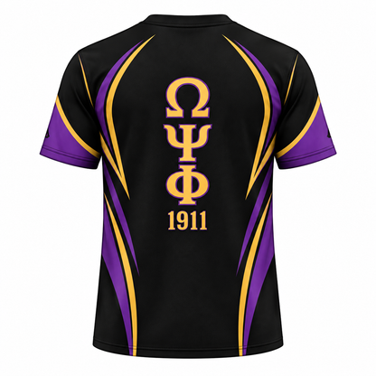 Omega Psi Phi 1911 Crowned Bulldog Black Purple & Gold All-Over Shirt