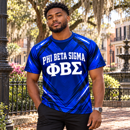 Phi Beta Sigma 1914 Royal Blue Chevron Crest All-Over Shirt