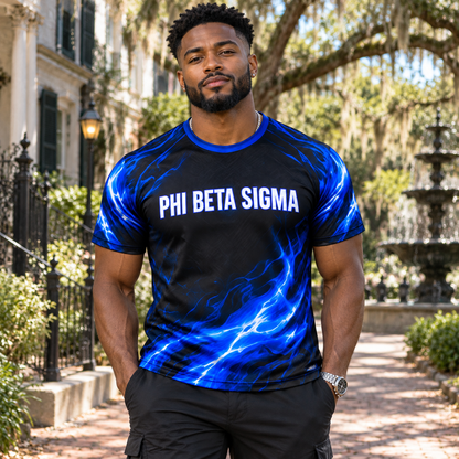 Phi Beta Sigma Electric Blue Flame All-Over Shirt