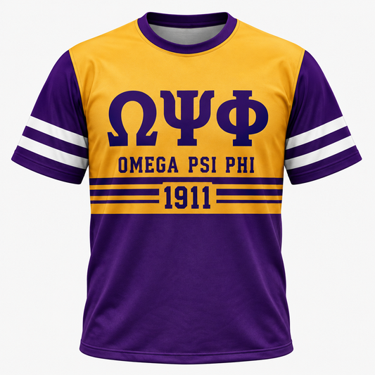 Omega Psi Phi 1911 Purple & Gold Varsity Performance T-Shirt