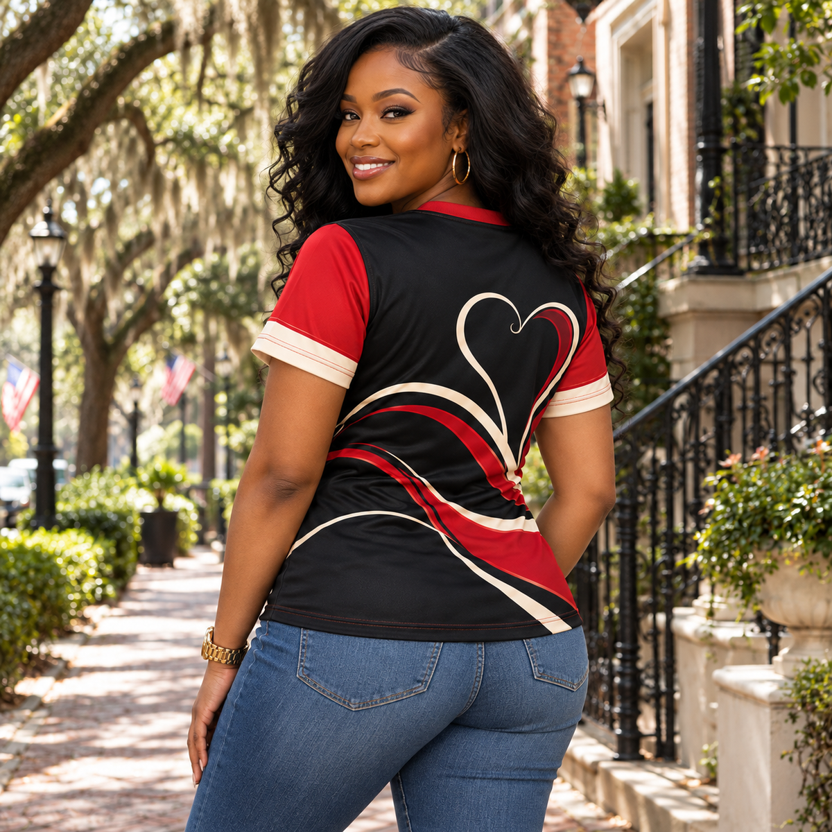 Delta Sigma Theta Elephant Love Red Black All-Over Shirt