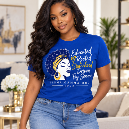 Sigma Gamma Rho Educated Rooted Sisterhood Royal Blue T-Shirt