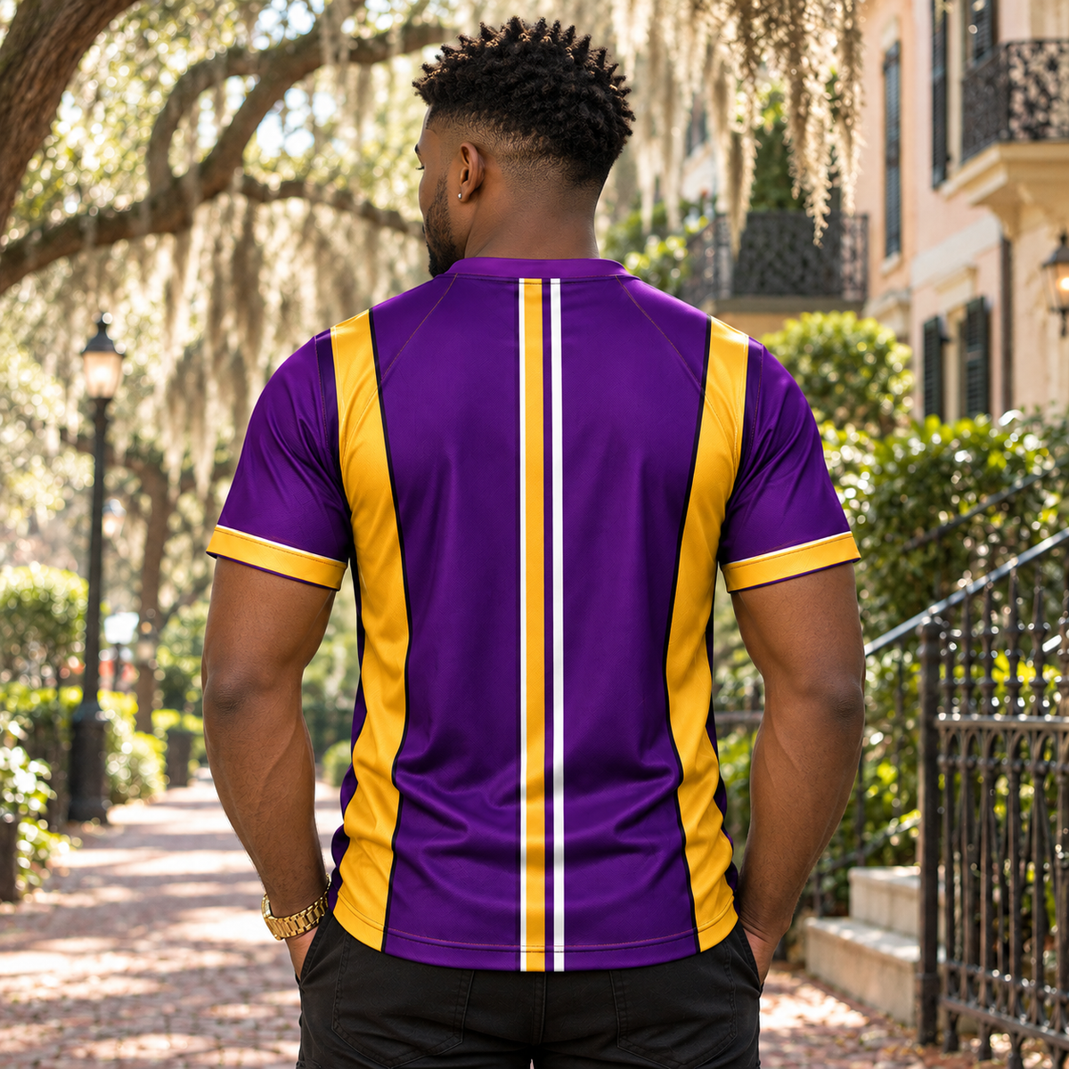 Omega Psi Phi 1911 Purple & Gold Greek Letter All-Over Shirt