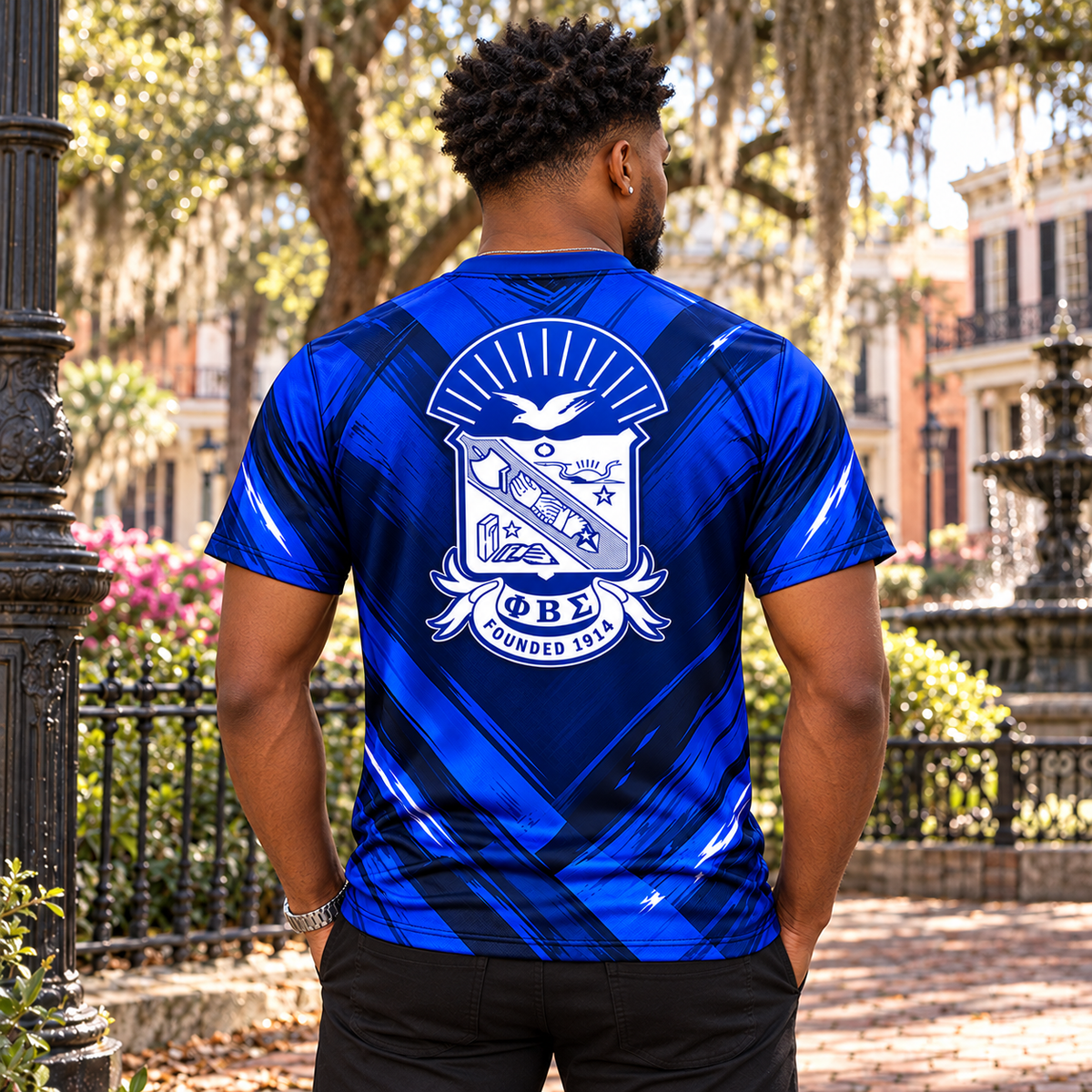 Phi Beta Sigma 1914 Royal Blue Chevron Crest All-Over Shirt