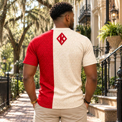 Kappa Alpha Psi Cream & Crimson Split All-Over Print T-Shirt