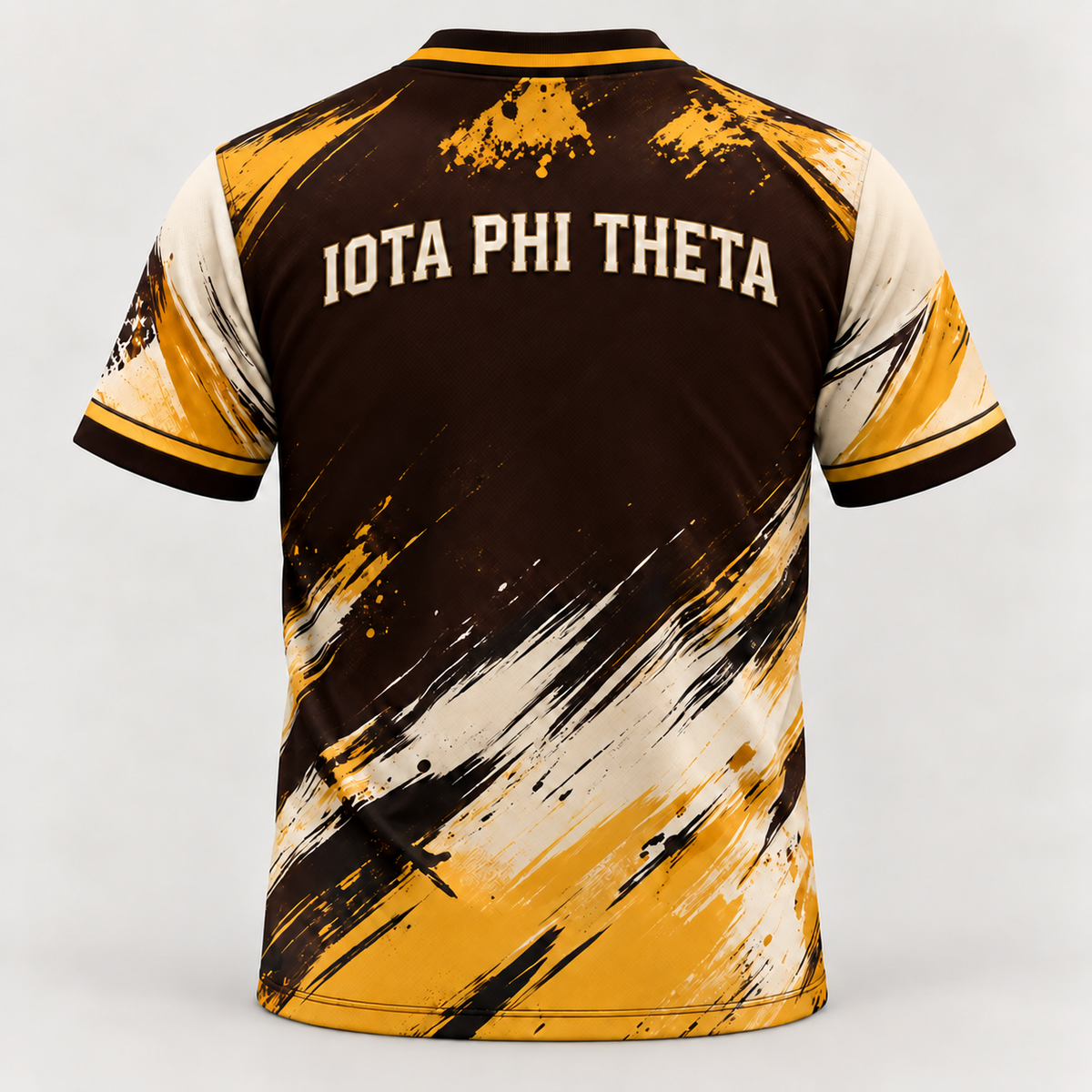 Iota Phi Theta Brown & Gold Brushstroke All-Over T-Shirt
