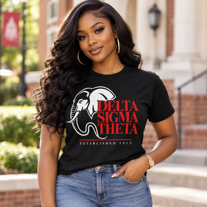Delta Sigma Theta Elephant Established 1913 Black T-Shirt