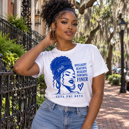 Zeta Phi Beta Intelligent Beautiful Resilient Powerful Finer White T-Shirt