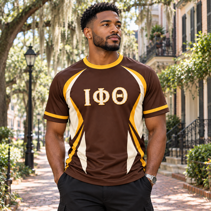 Iota Phi Theta Brown & Cream Athletic All-Over T-Shirt