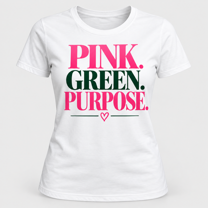 Alpha Kappa Alpha Pink Green Purpose White T-Shirt