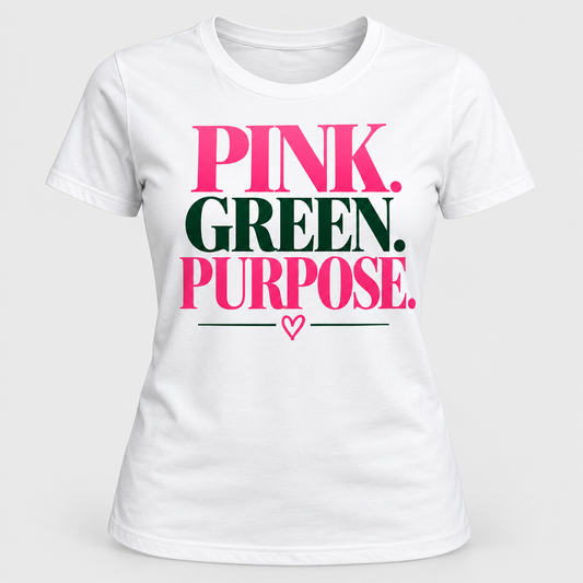 Alpha Kappa Alpha Pink Green Purpose White T-Shirt