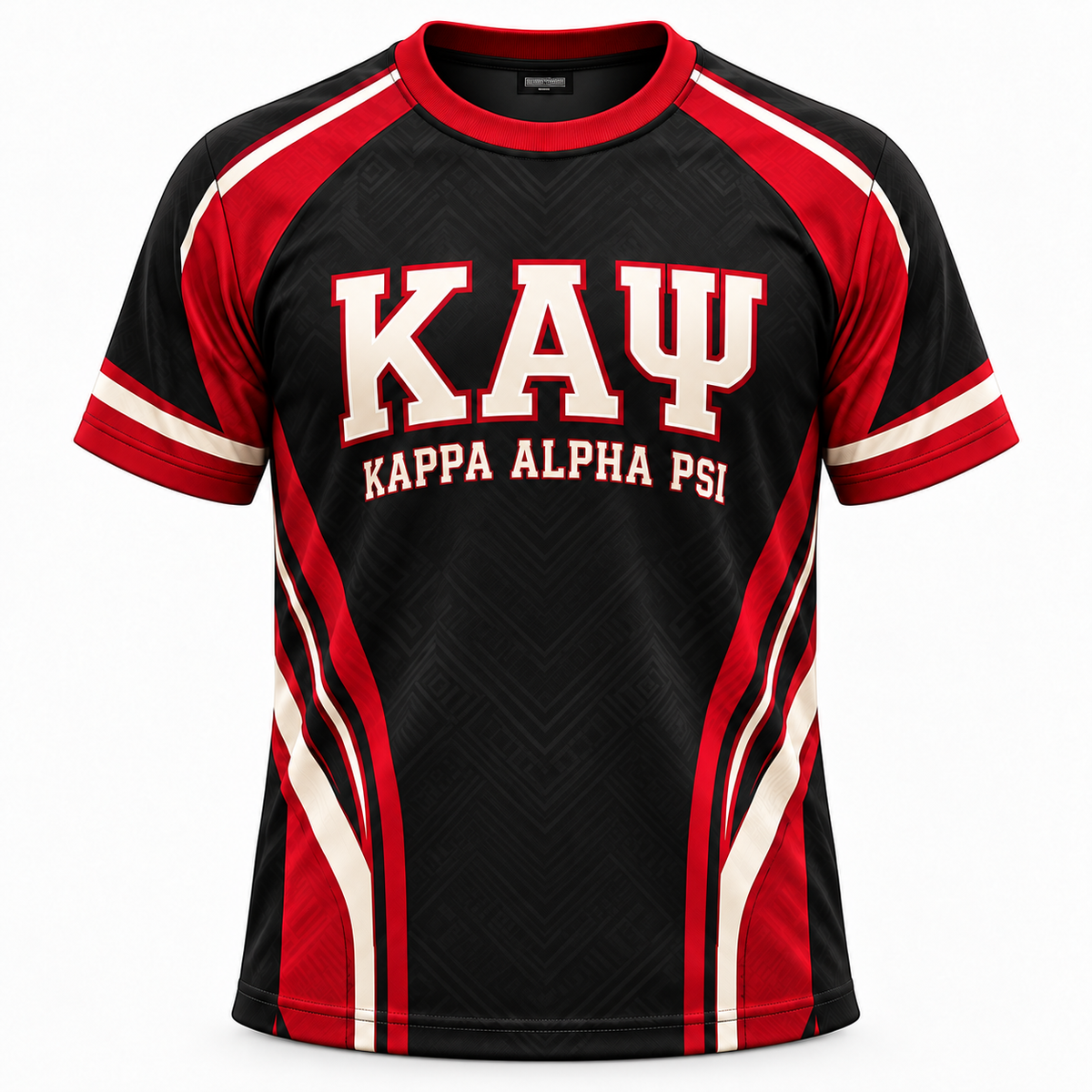 Kappa Alpha Psi Black & Crimson 1911 Crossed Canes All-Over Print T-Shirt