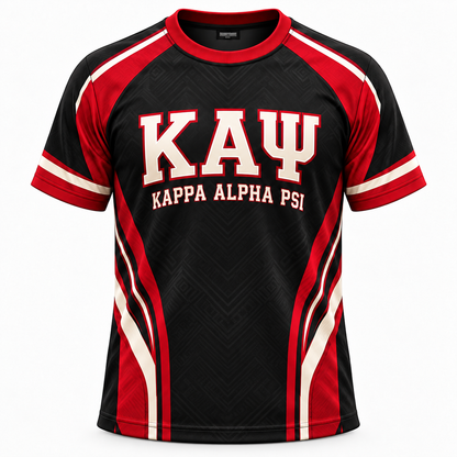 Kappa Alpha Psi Black & Crimson 1911 Crossed Canes All-Over Print T-Shirt