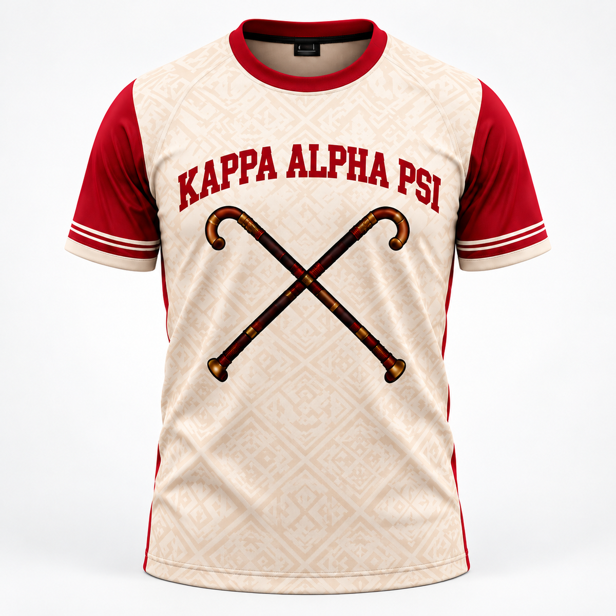 Kappa Alpha Psi Cream & Crimson Crossed Cane All-Over Print T-Shirt