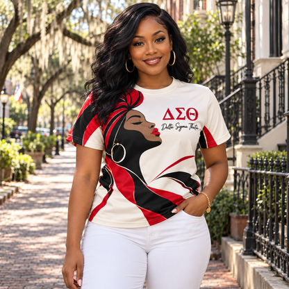 Delta Sigma Theta Queen Silhouette Red Black All-Over Shirt
