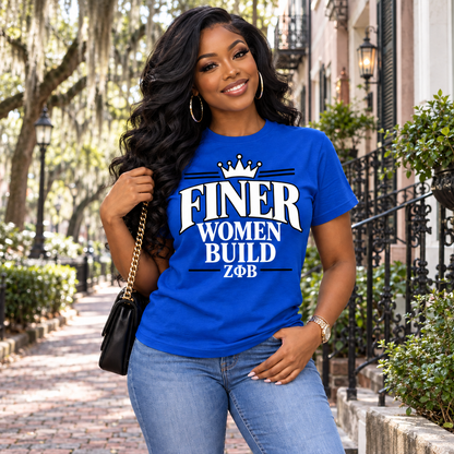 Zeta Phi Beta Finer Women Build Royal Blue T-Shirt