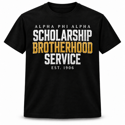 Alpha Phi Alpha Scholarship Brotherhood Service Black T-Shirt