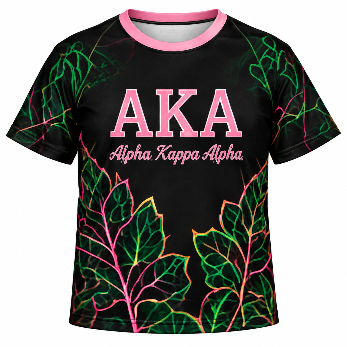 Alpha Kappa Alpha Black Neon Botanical All-Over Print Shirt