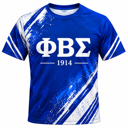 Phi Beta Sigma 1914 Royal Blue Brushstroke All-Over Shirt