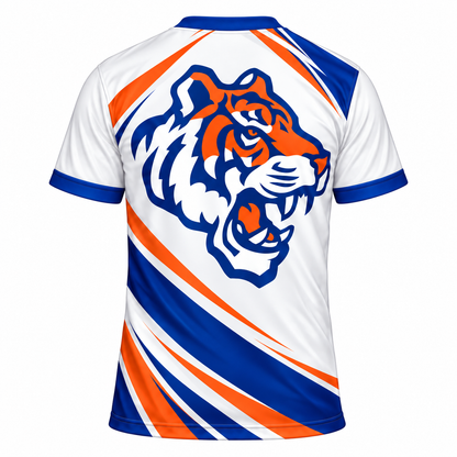 Savannah State University Tigers White Blue & Orange All-Over Print T-Shirt