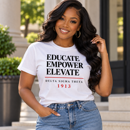 Delta Sigma Theta Educate Empower Elevate 1913 White T-Shirt