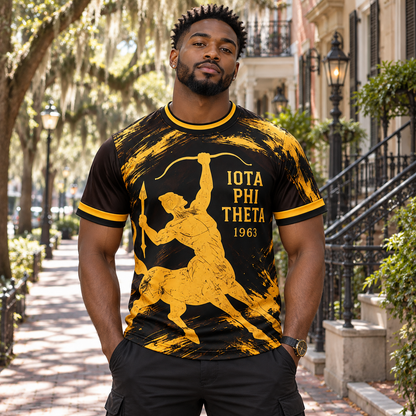Iota Phi Theta Centaur Black & Gold All-Over T-Shirt