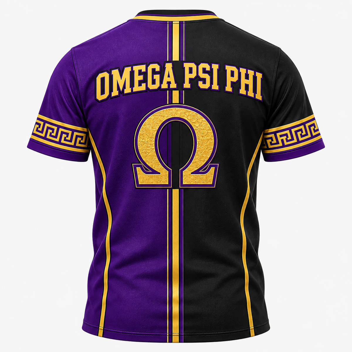 Omega Psi Phi Bulldog Split Purple & Black All-Over T-Shirt